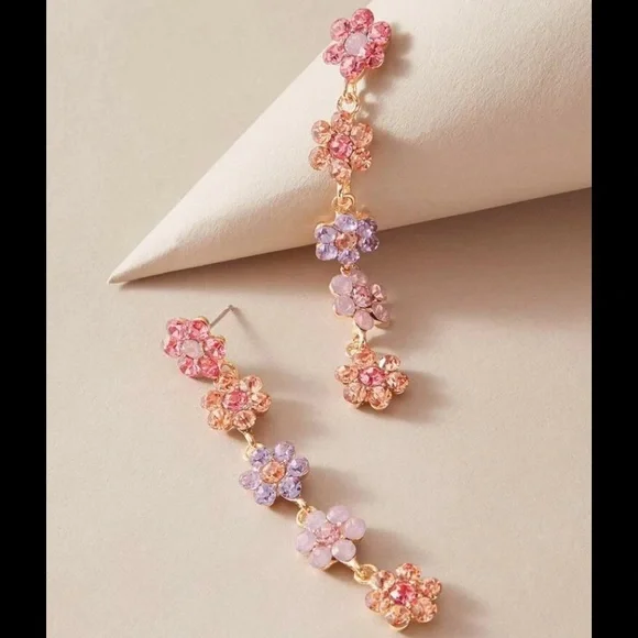 Betsey Johnson Cubic Zirconia Flower Earrings - Picture 2 of 8